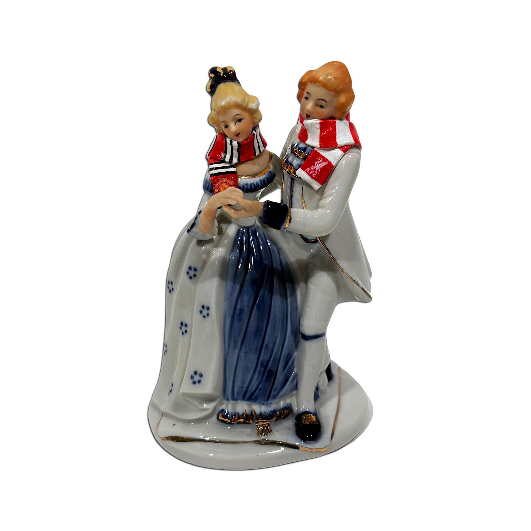 Haus of Lucy – Opposites Attract: Manchester United & Liverpool, 2025, ceramic and polymer clay sculpture.