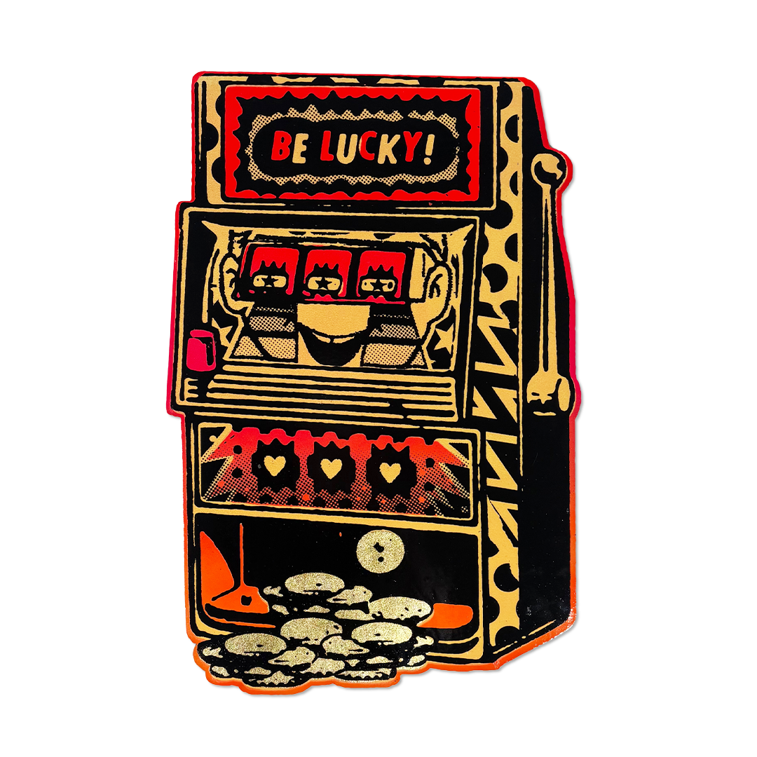 Ben Rider – Be Lucky, original screenprint with gold leaf on wooden cut-out.