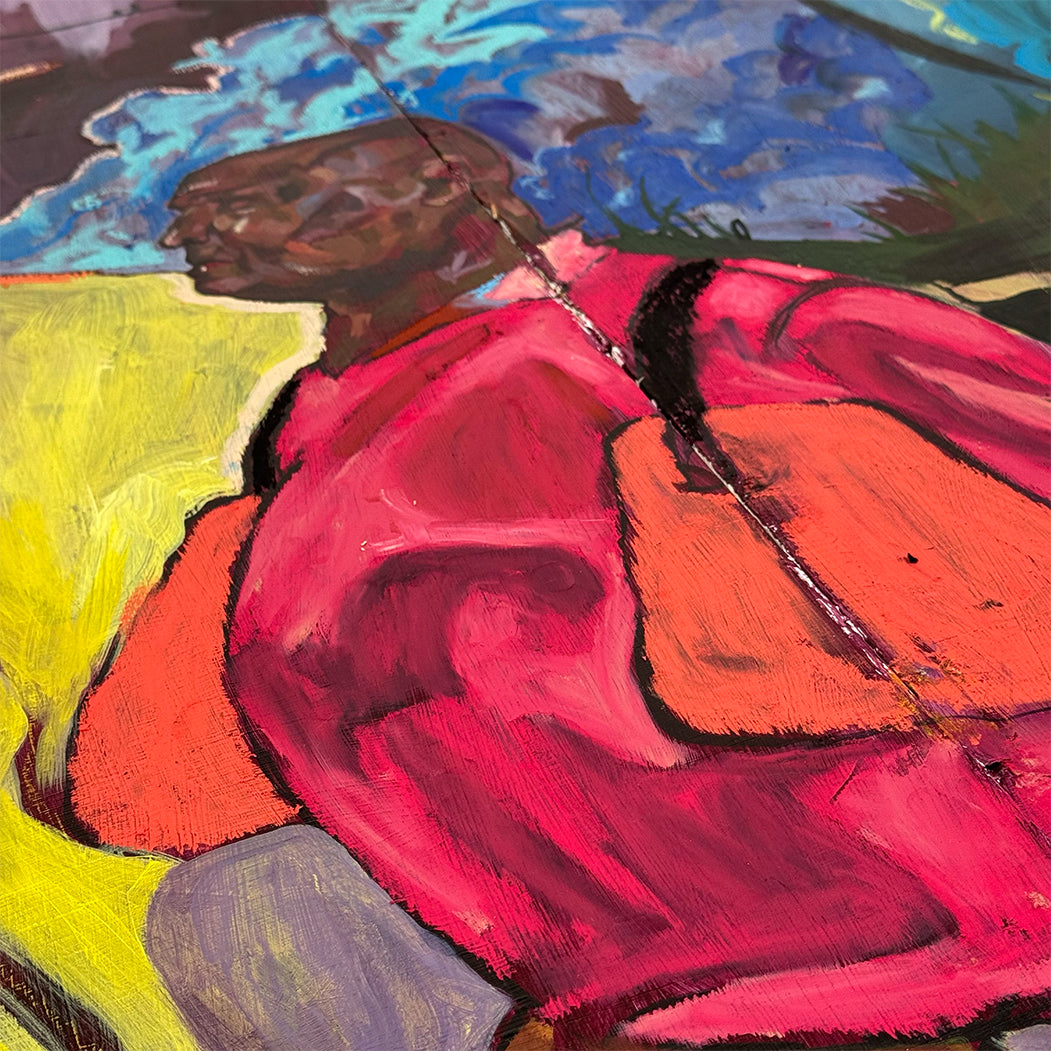 Detail of Adaure Amaeshi Kings Horses and His Men oil and acrylic painting
