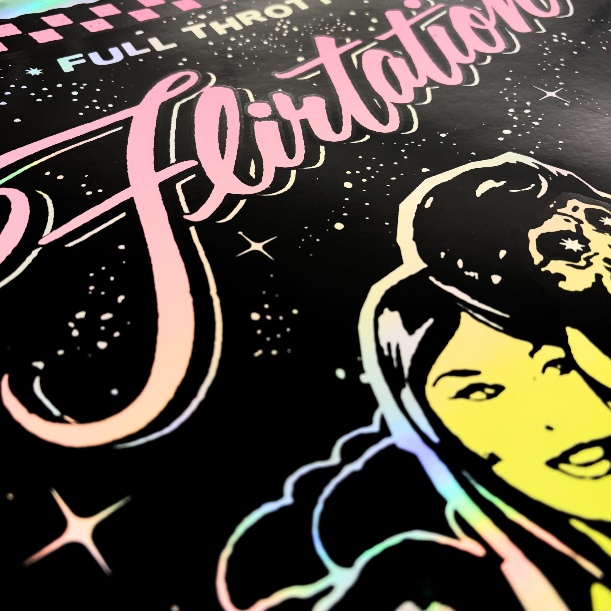 Close-up detail of Ben Rider punk-inspired fluorescent ink artwork