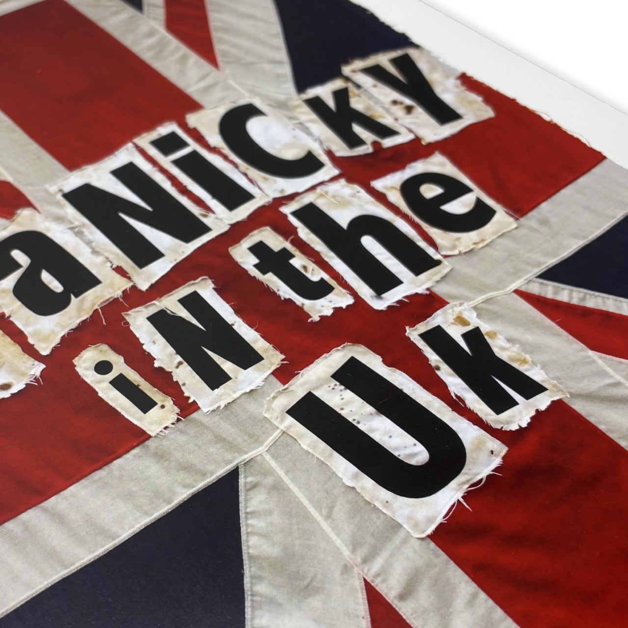 Close-up detail of Panicky in the UK print by Dr.D The Subvertiser