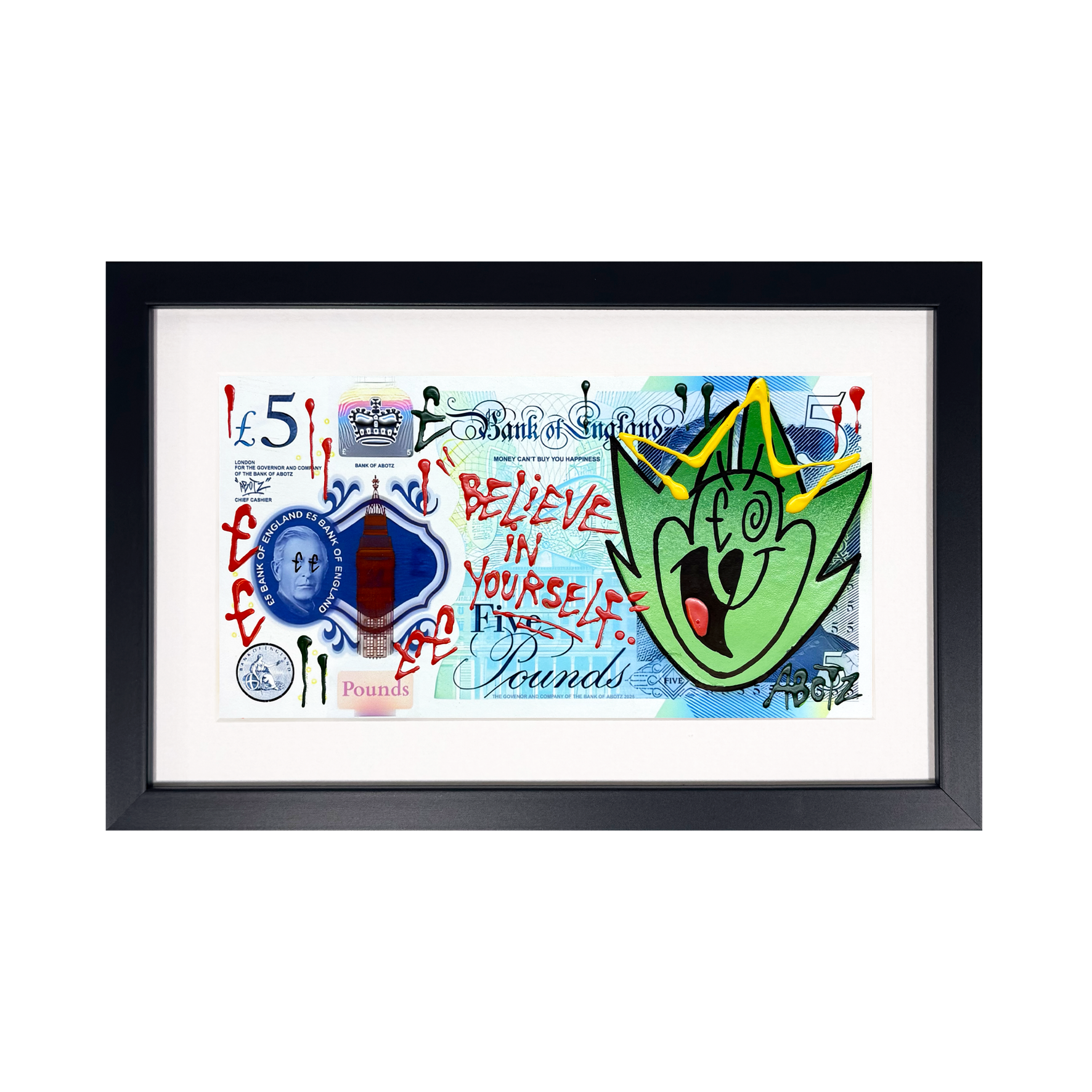 Original mixed-media artwork by Abotz featuring bold street-art influences