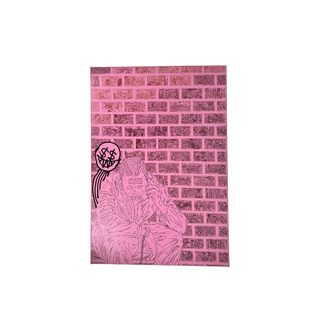 Leo Sioufi Brick by Brick 2025 original artwork pen on canvas full view