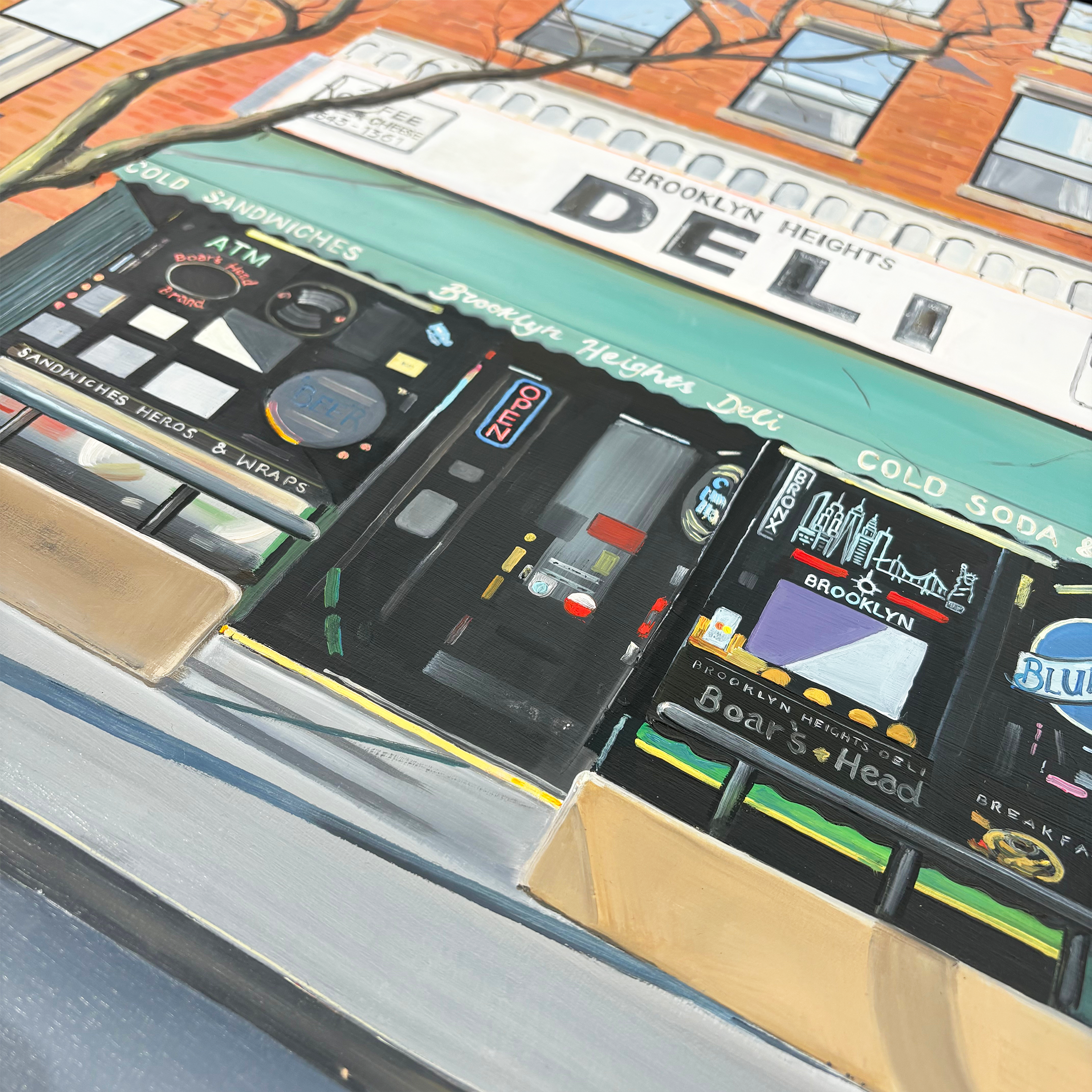 Contemporary urban oil painting Brooklyn Heights at Camden Open Air Gallery