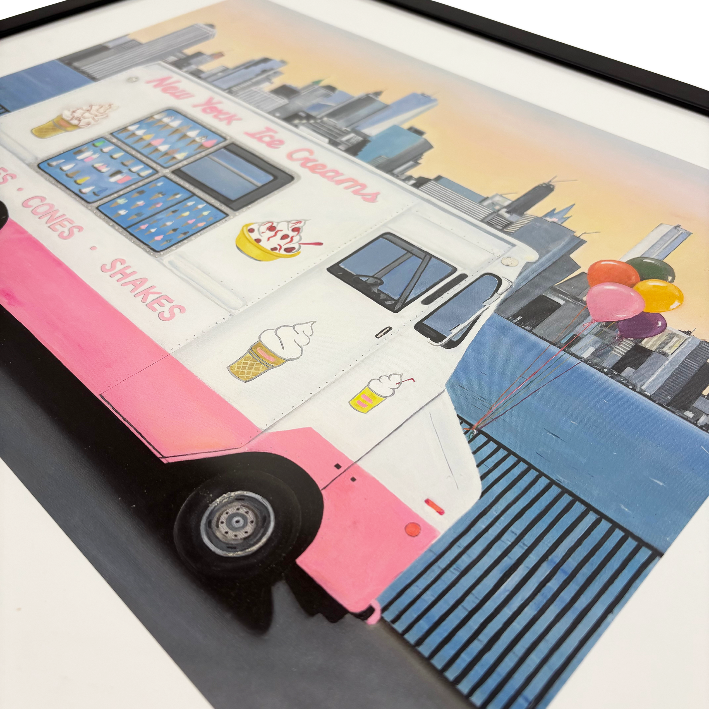 Framed NY Ice Cream Van print displayed at Camden Open Air Gallery