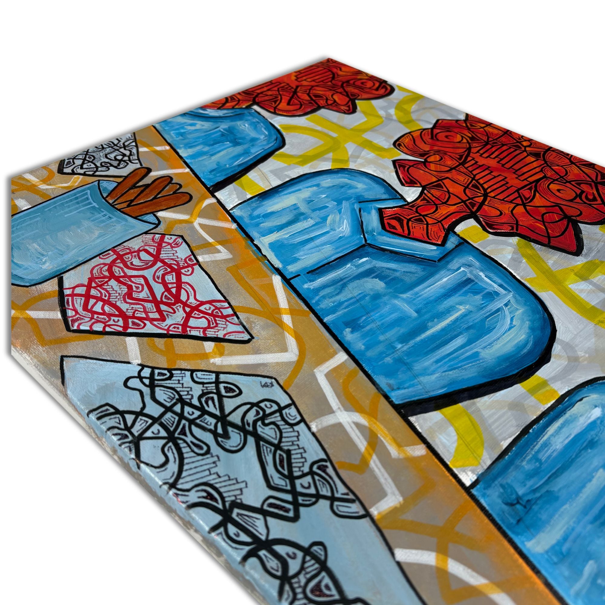 Close-up detail of Oliver Elliott Untitled acrylic painting