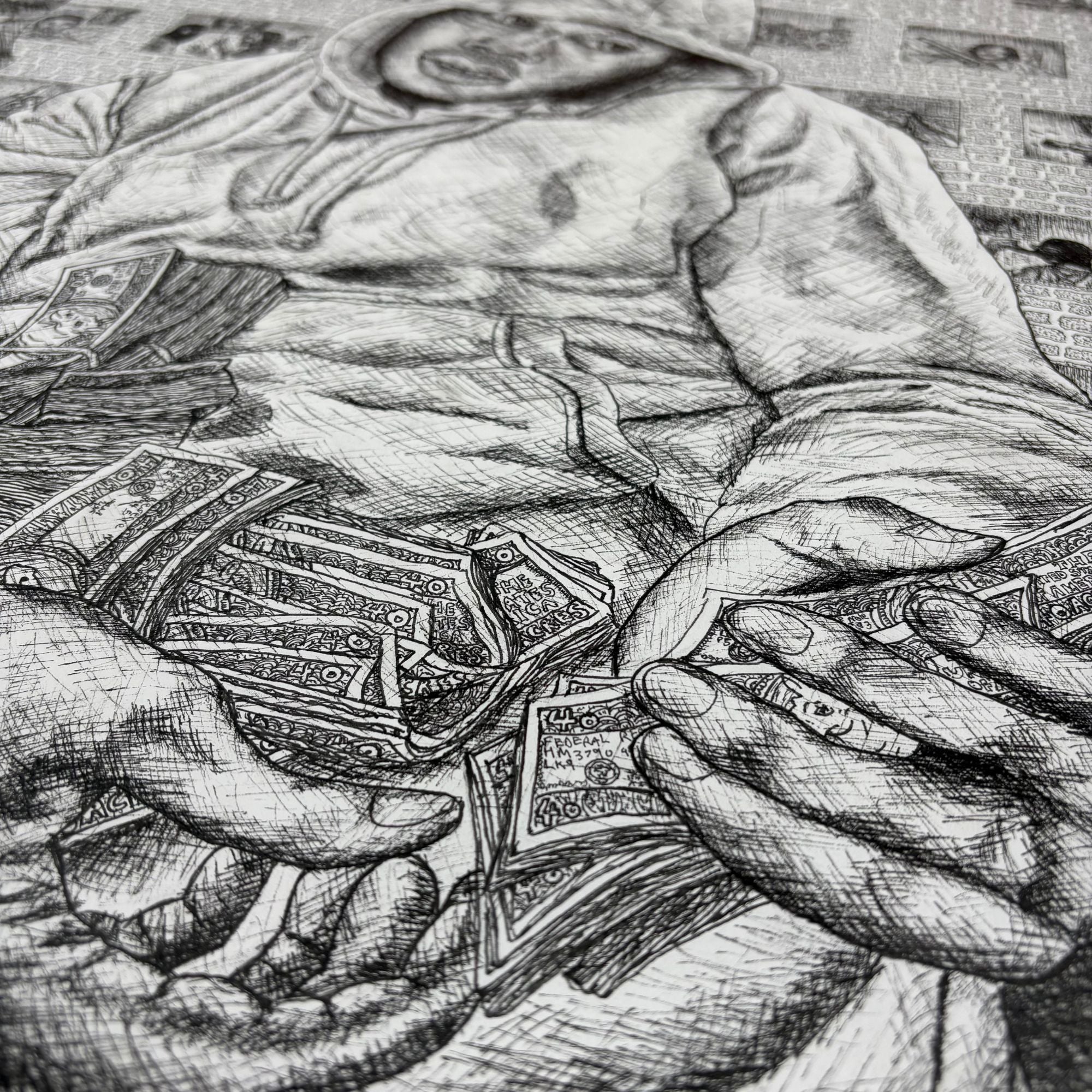 Detail of line work and cultural expression in Nappy Braids by Leo Sioufi