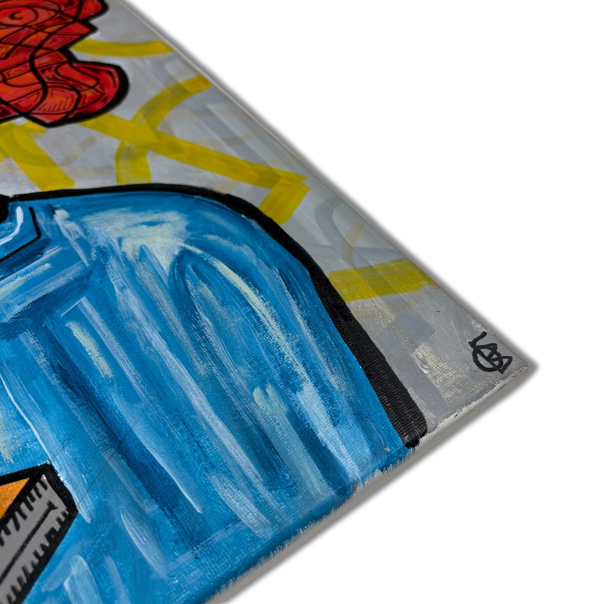 Close-up of textured brushwork in Oliver Elliott’s Untitled, acrylic on canvas, 2025