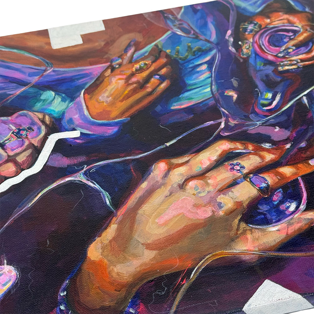 Detail of Jada Coburn HANSRAJ acrylic brushwork and texture
