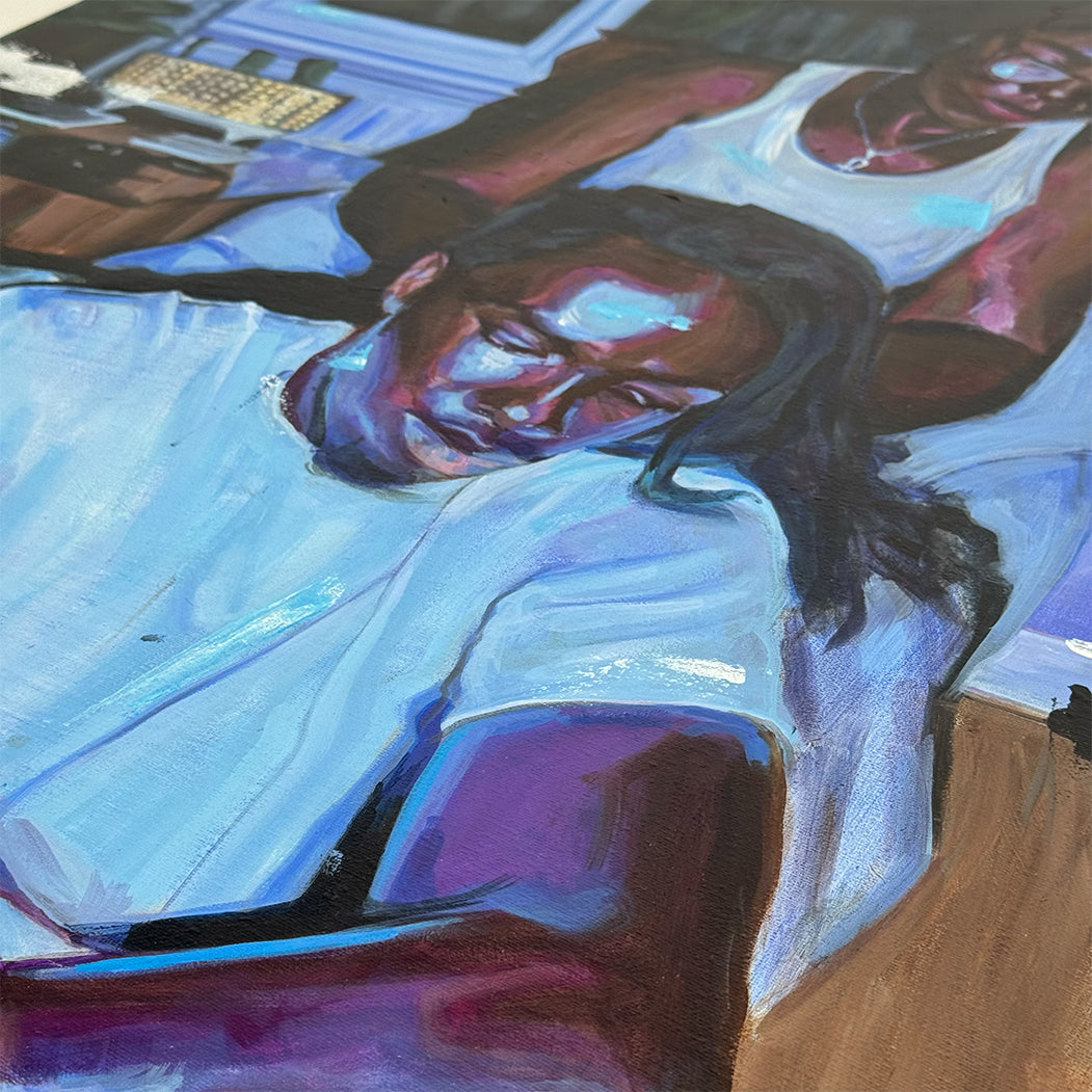 Detail of Jade Coburn Kobbi acrylic brushwork and colour