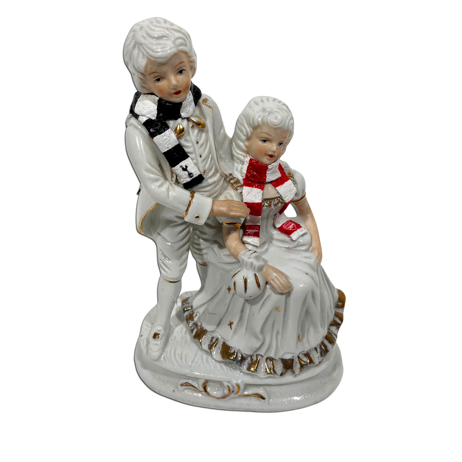 Haus of Lucy – Opposites Attract: Tottenham Hotspur & Arsenal, 2025, ceramic and polymer clay sculpture.