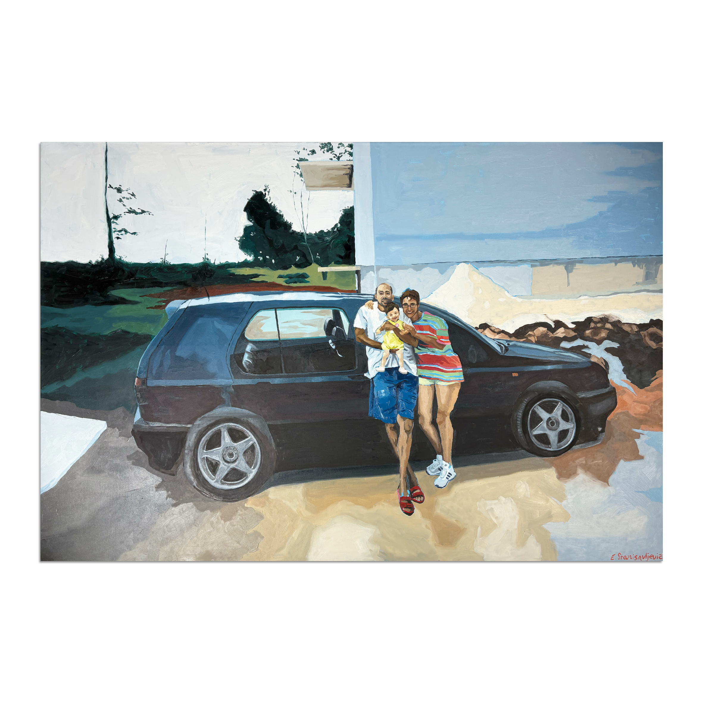 Golf VR6 oil on canvas by Emily Stanisavljevic, 100x150cm, 2025, exhibited at real art school birthday week, Camden Open Air Gallery