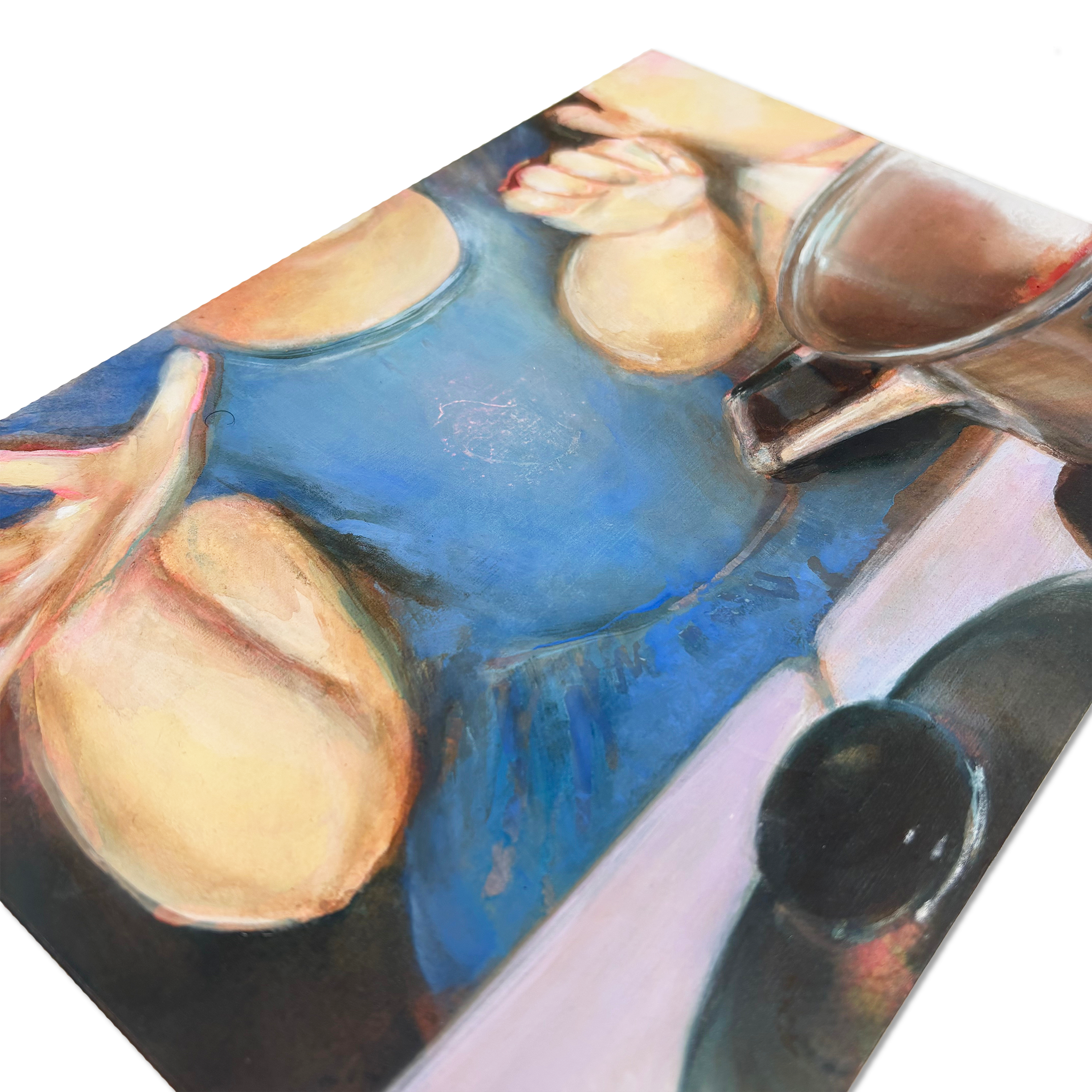 Oil, acrylic, and mulberry paper on wood panel artwork “A Pinch Of” by Sophia Rosenthal
