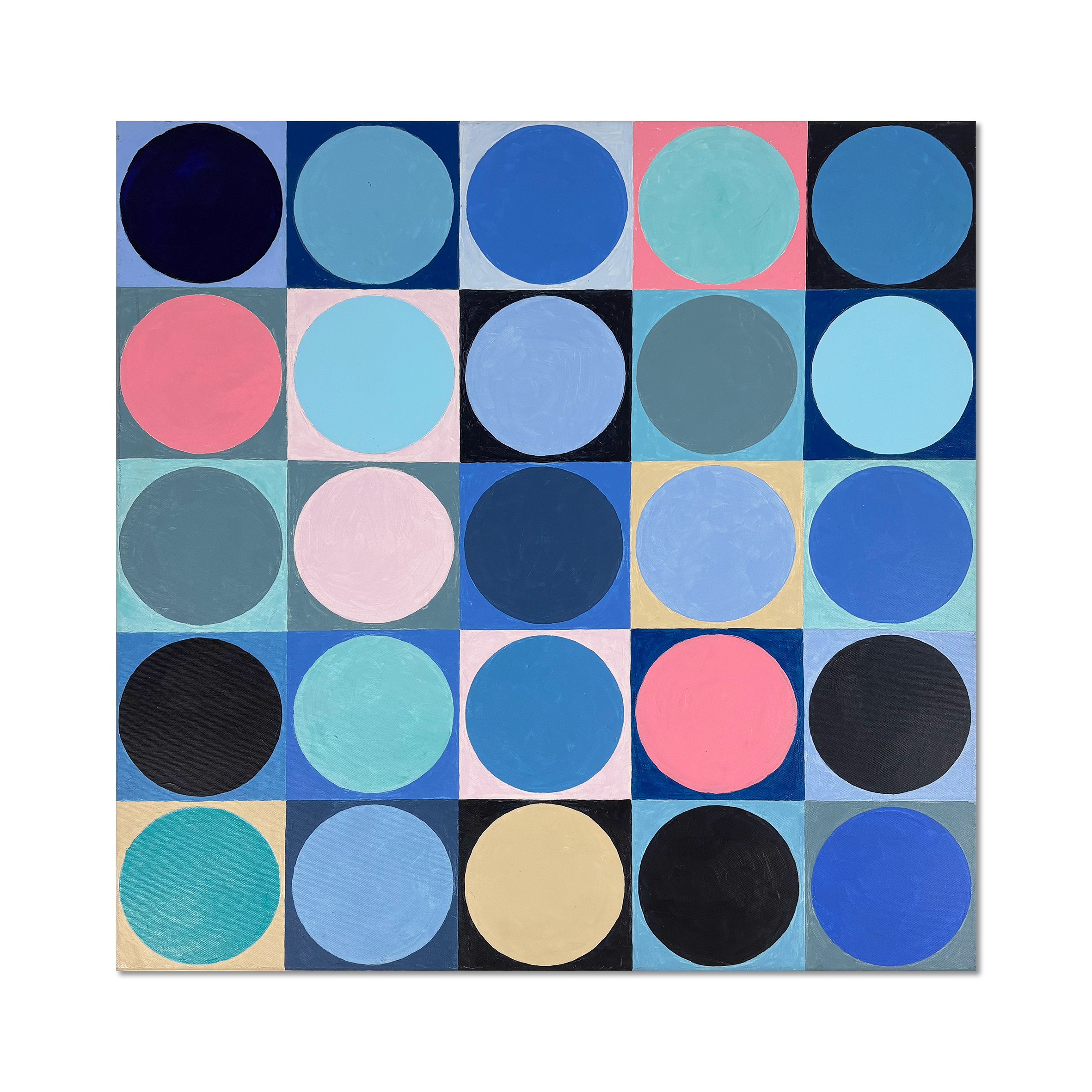 Belinda Nathan original acrylic painting Blue Circles full view
