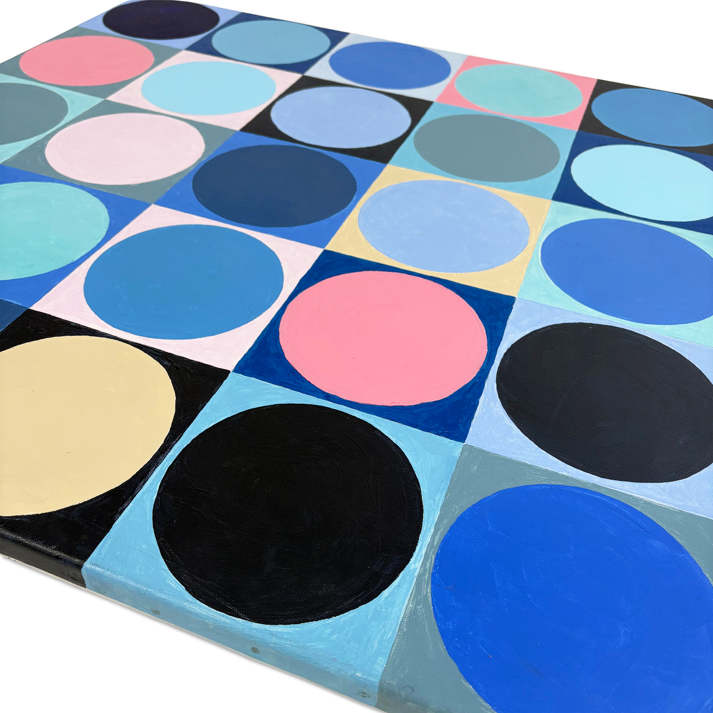 Detail of color and texture in Blue Circles by Belinda Nathan
