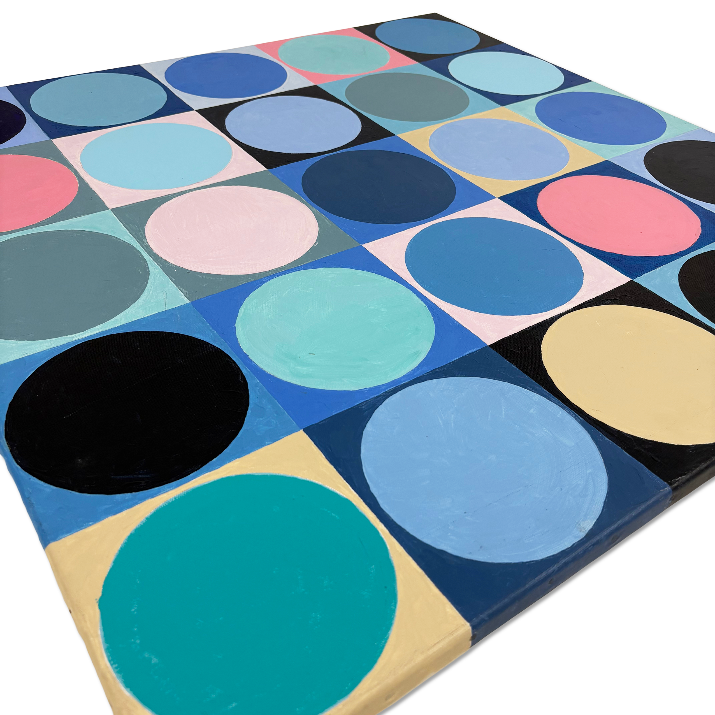Contemporary acrylic artwork Blue Circles at Camden Open Air Gallery
