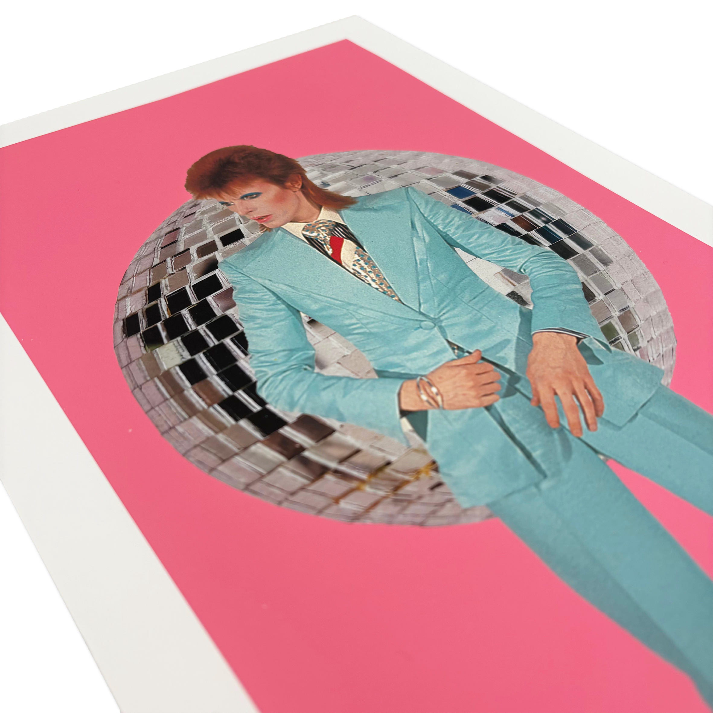 Close-up detail of Bowie Rock print by Hannah Shillito in collaboration with Mick Rock