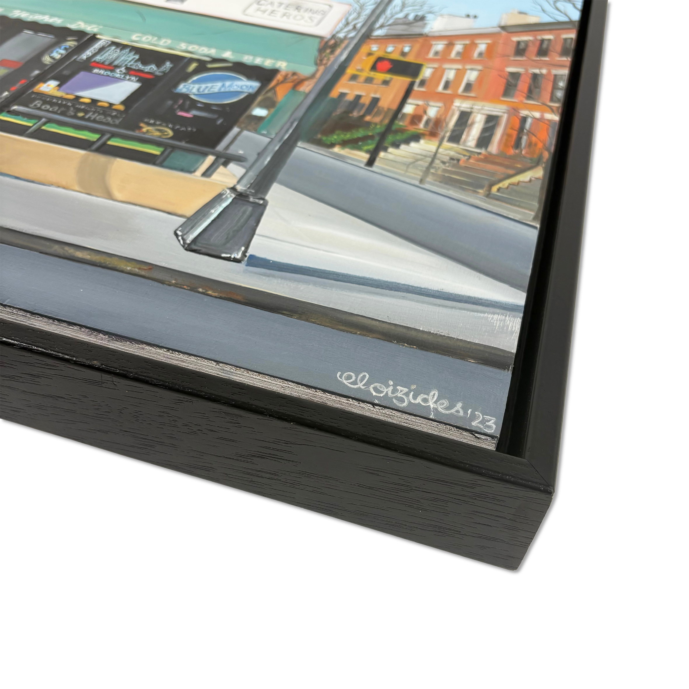Framed oil painting by Emma Loizides – Brooklyn Heights