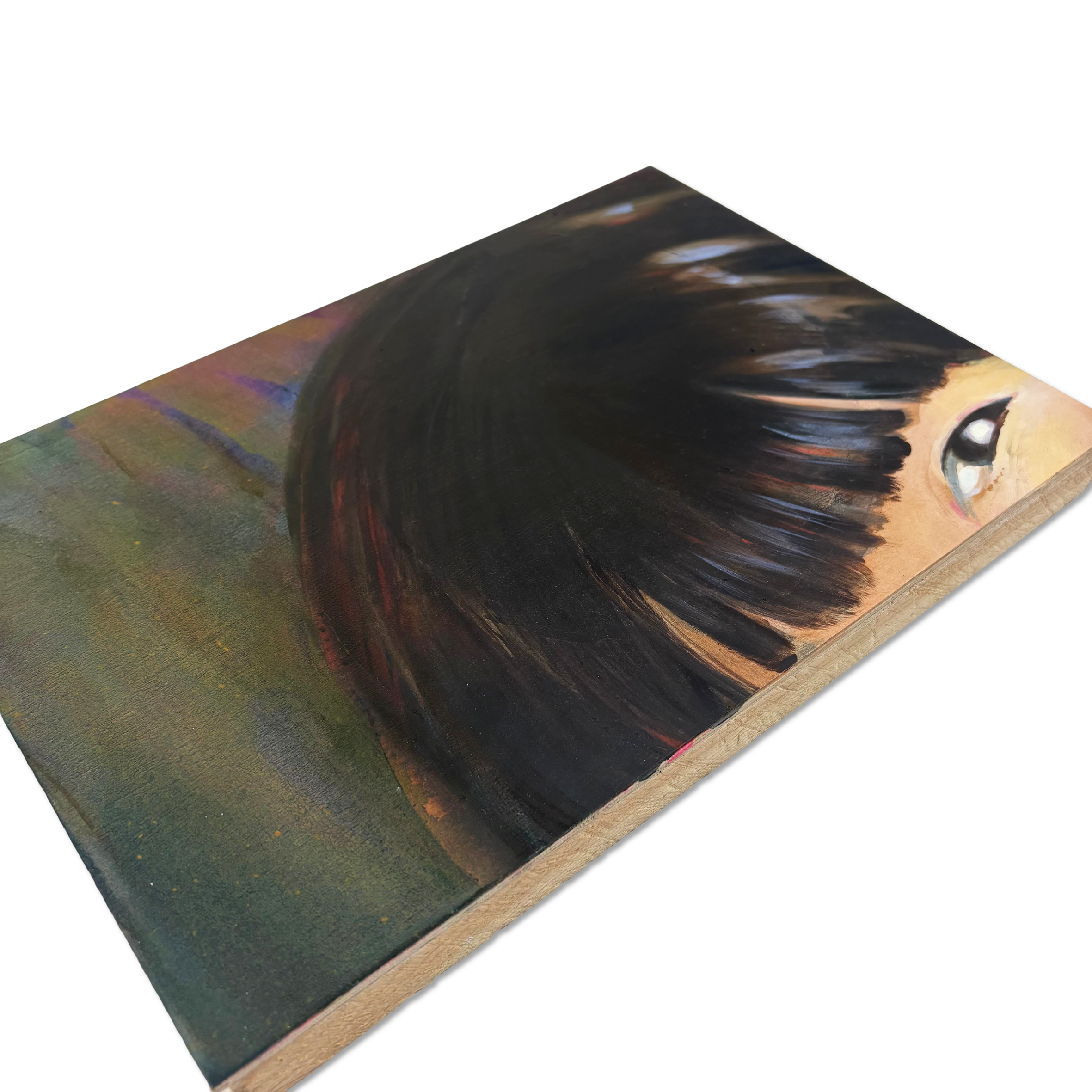 Oil and acrylic on wood panel artwork “Flash” by Sophia Rosenthal