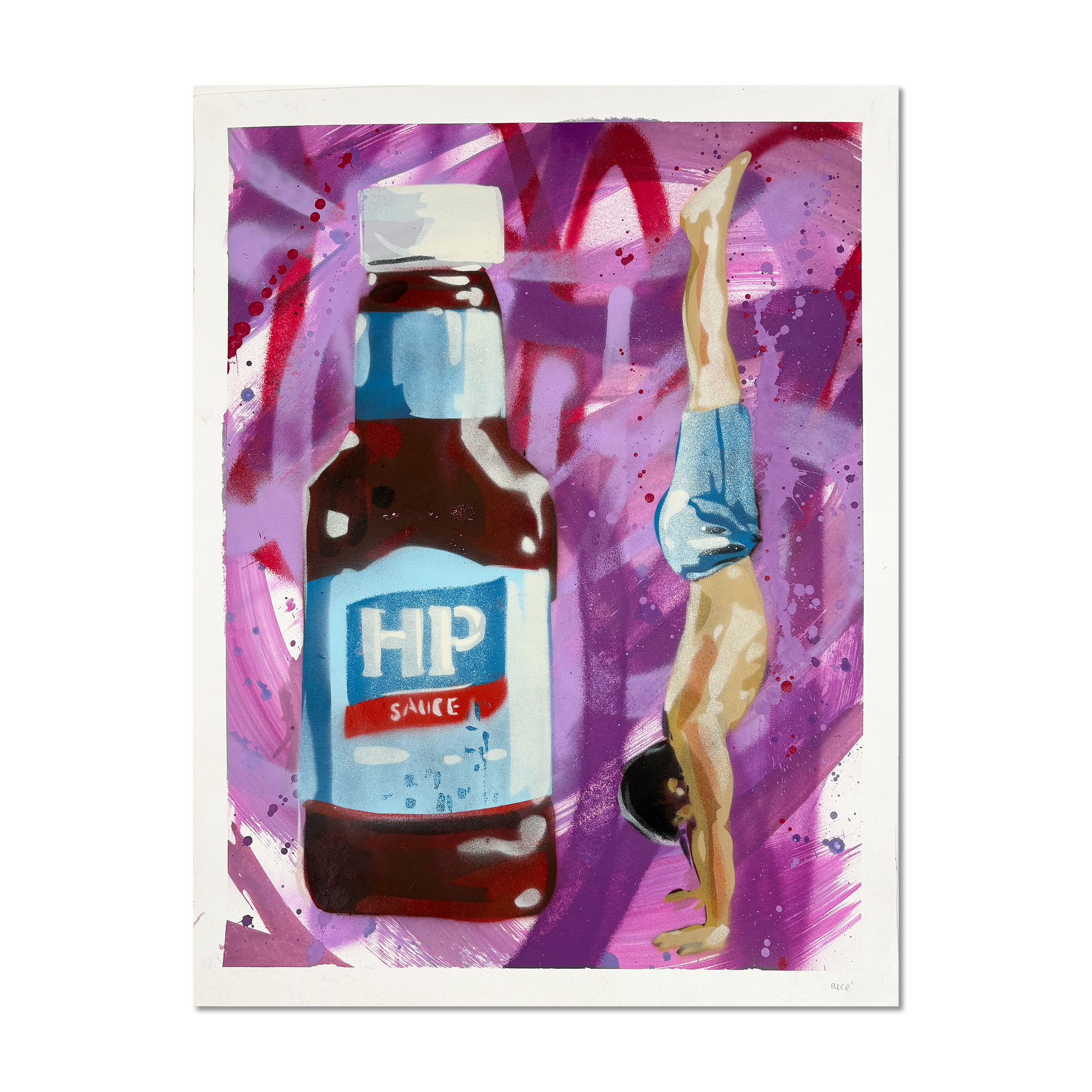 Rice spray paint artwork “HP” front view