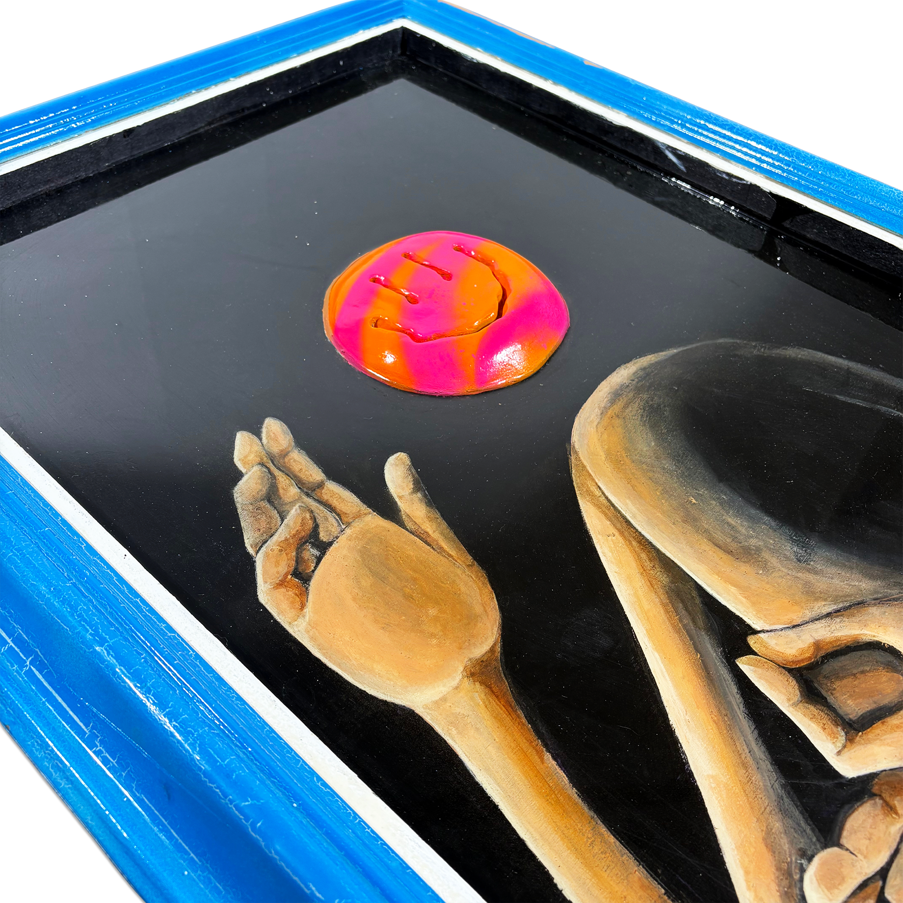 Sacred Smile Series artwork by Mellor featuring surreal expressive figure.