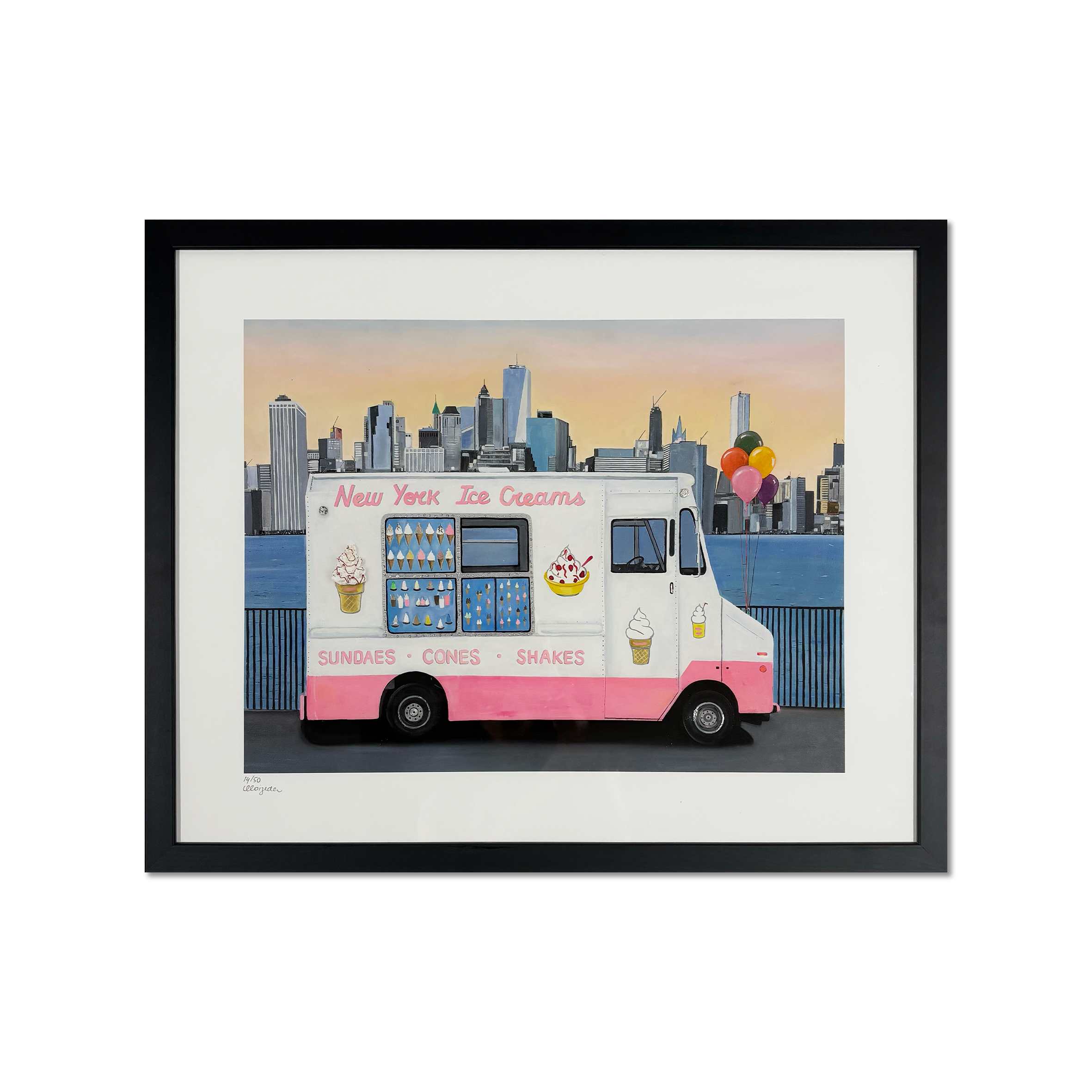 Emma Loizides NY Ice Cream Van framed giclée print