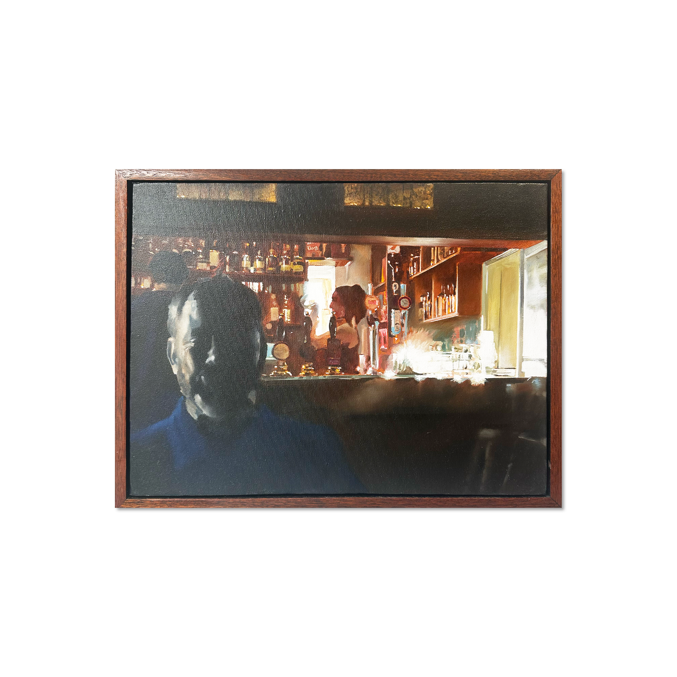 Neill Woodall original oil painting The Bar full view
