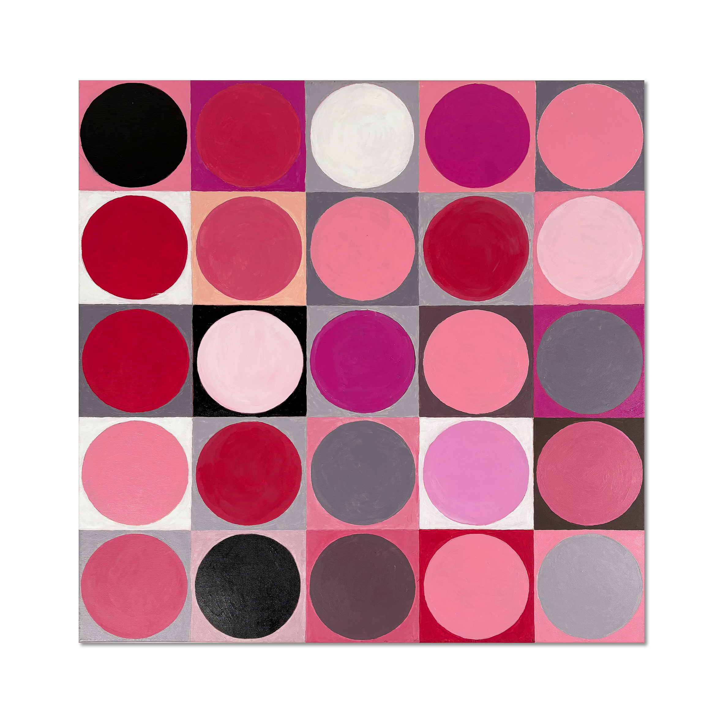 Belinda Nathan original acrylic painting Pink Circles full view