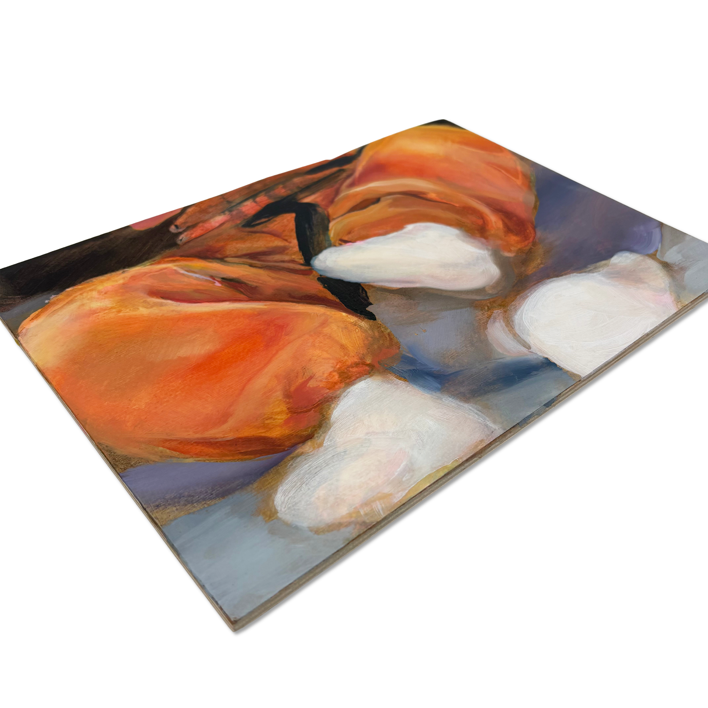 Oil, acrylic, and monotype on wood panel artwork “Soft Squirm” by Sophia Rosenthal