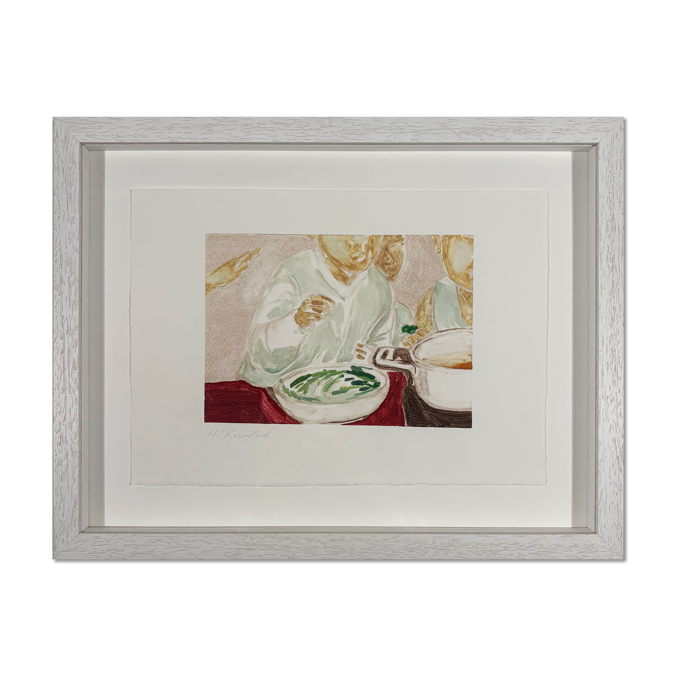 Sophia Rosenthal monotype print “some Greens” front view, framed