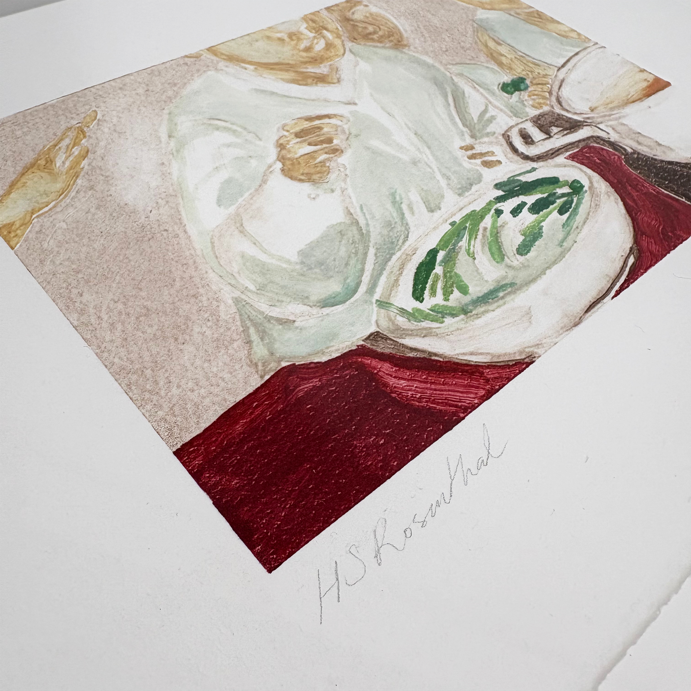 Close-up of texture and detail in Sophia Rosenthal monotype print
