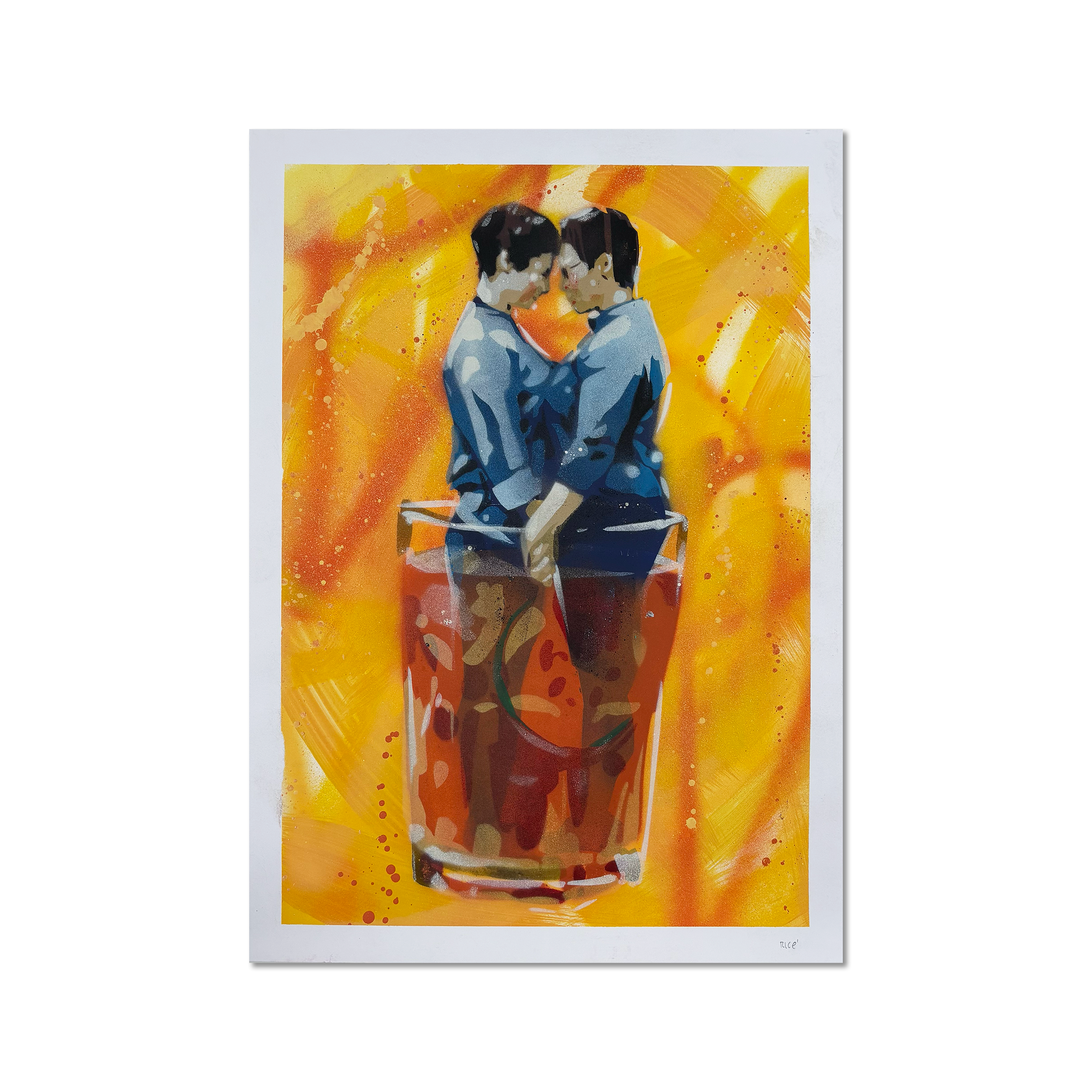 Rice spray paint artwork “The Couple” front view