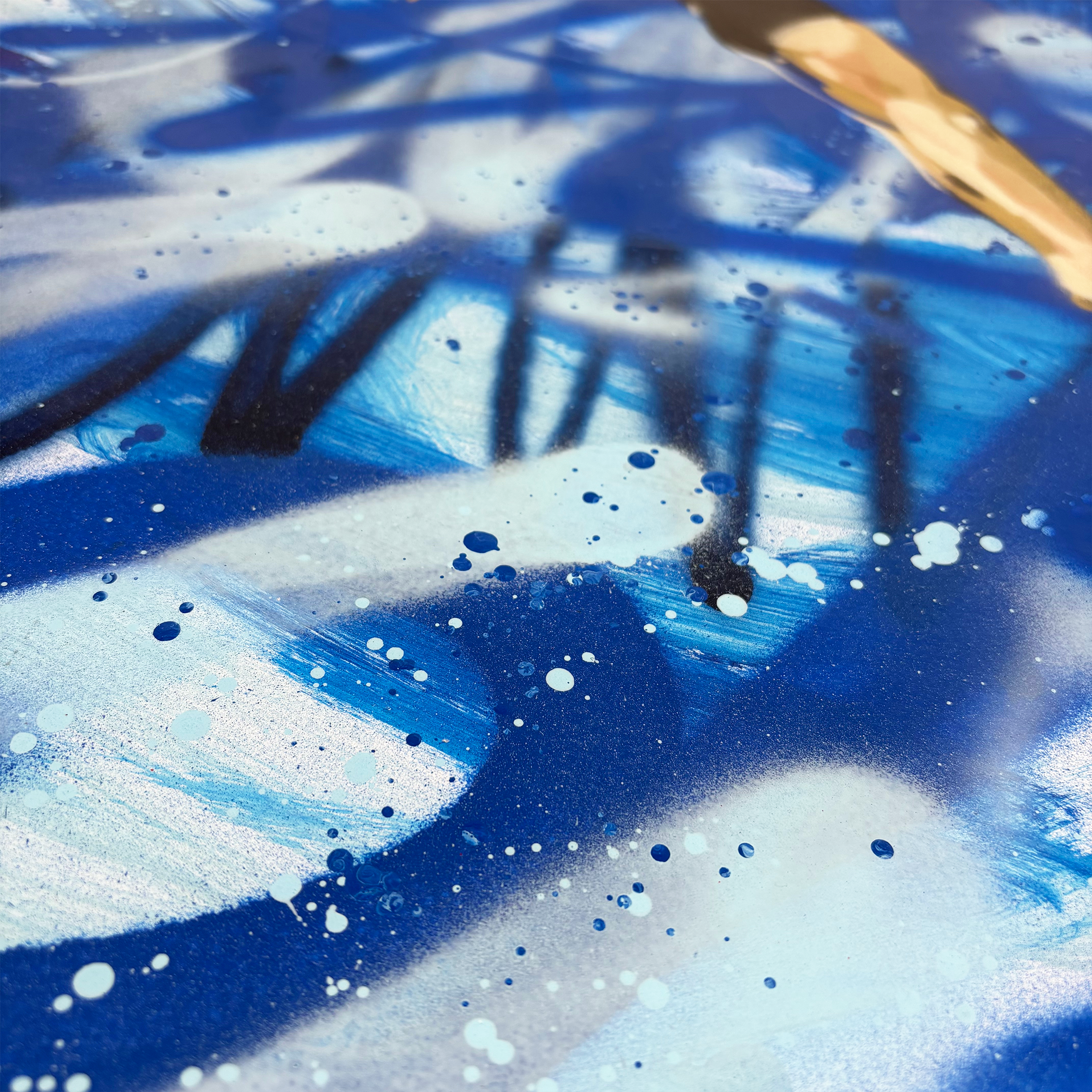 Close-up of texture and detail in Rice spray paint artwork