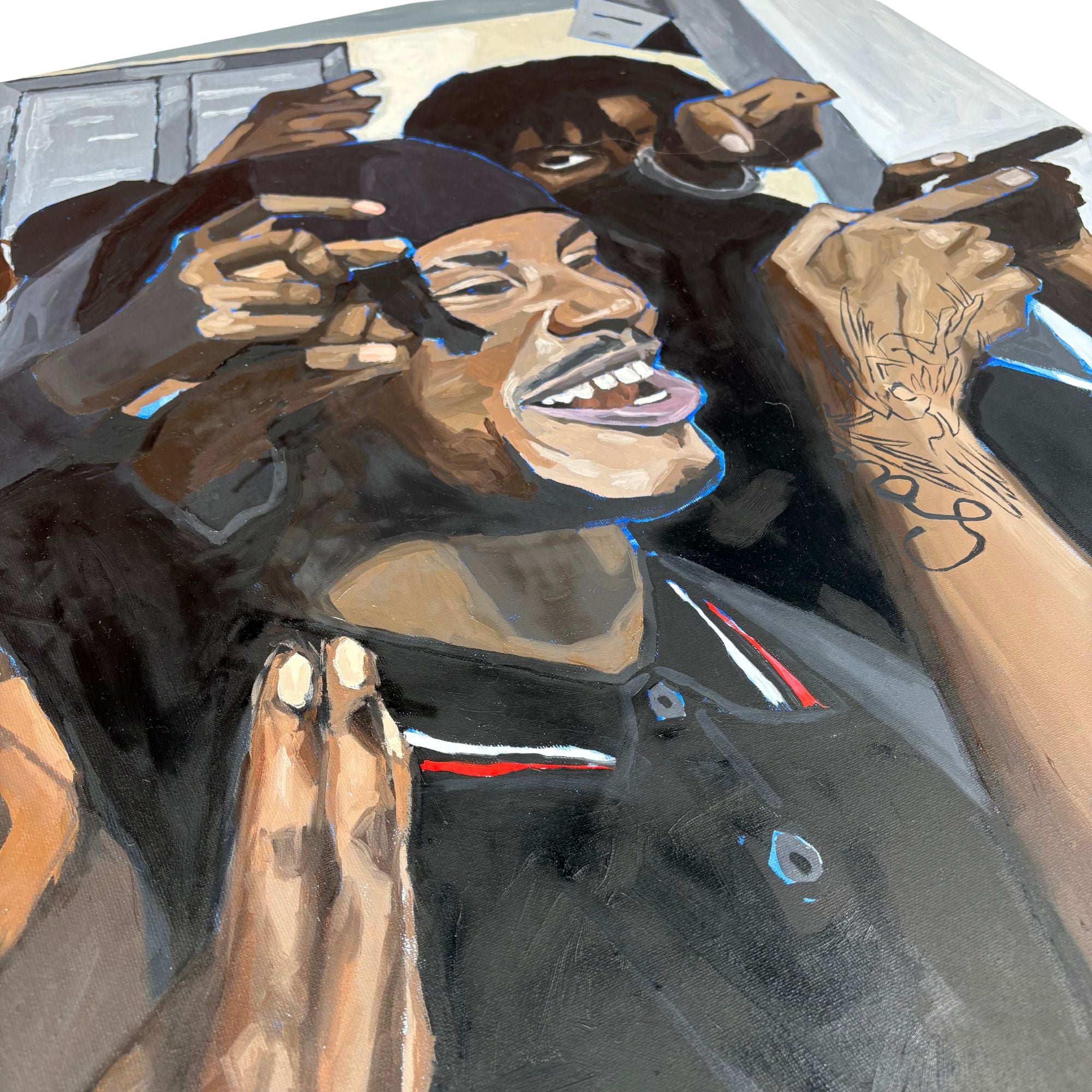 Emily Stanisavljevic’s Painting.jsr displayed at real art school birthday week exhibition
