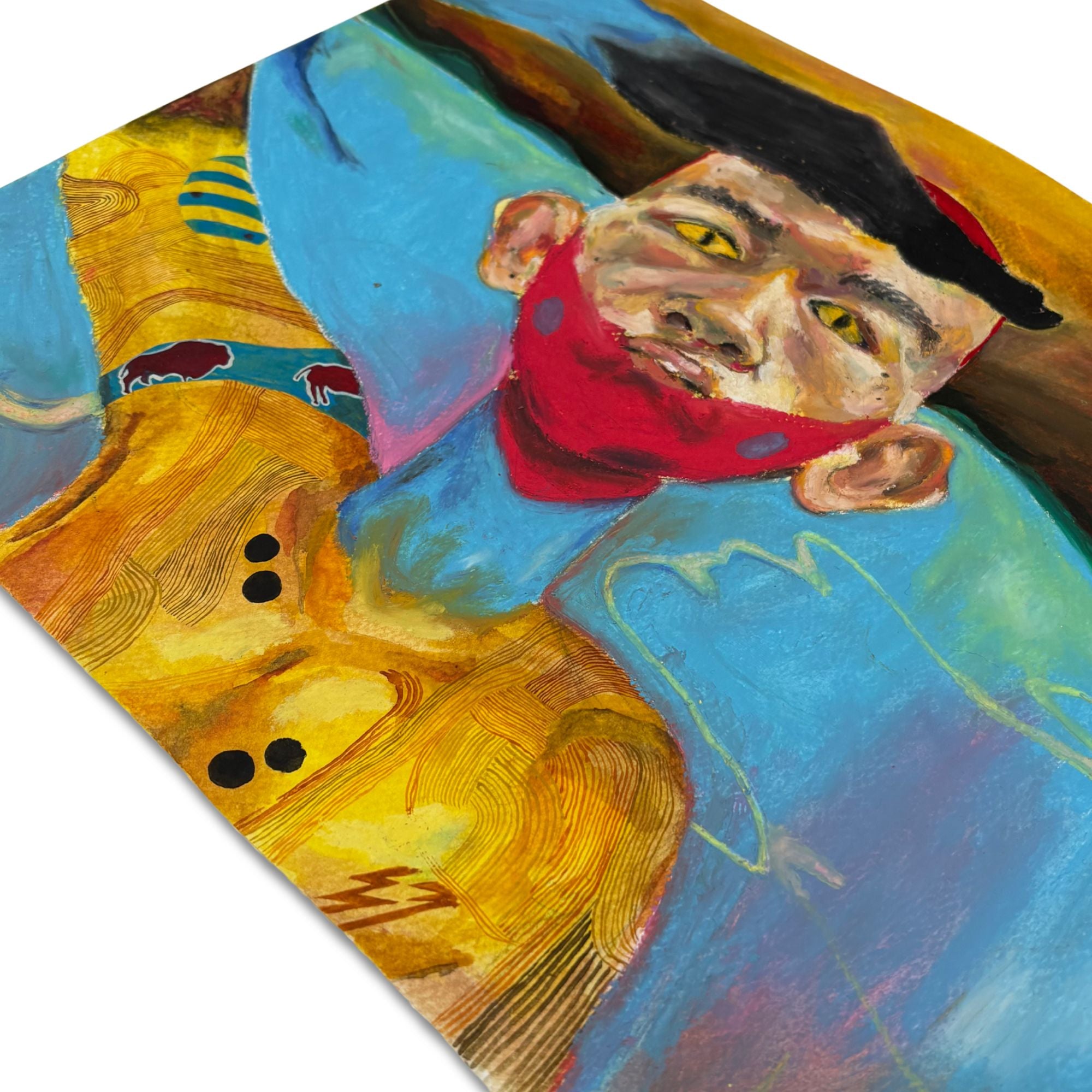 Detail of expressive colour and mark-making in Valley of the shadow of death by Adaure Amaeshi