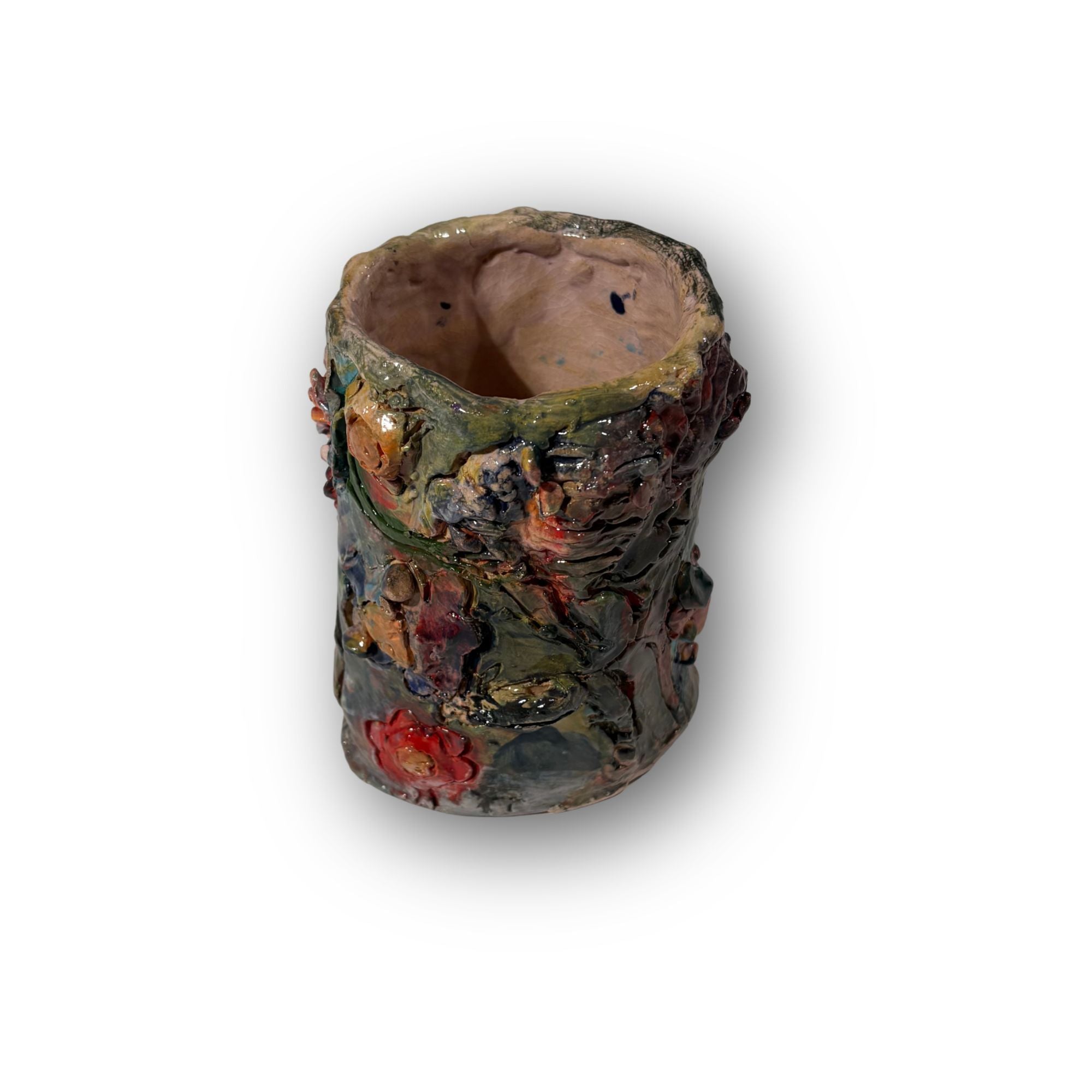 Surrealism Abstract Flowers ceramic sculpture by Ibrahim Chowdhury, 2025, exhibited at real art school birthday week, Camden Open Air Gallery