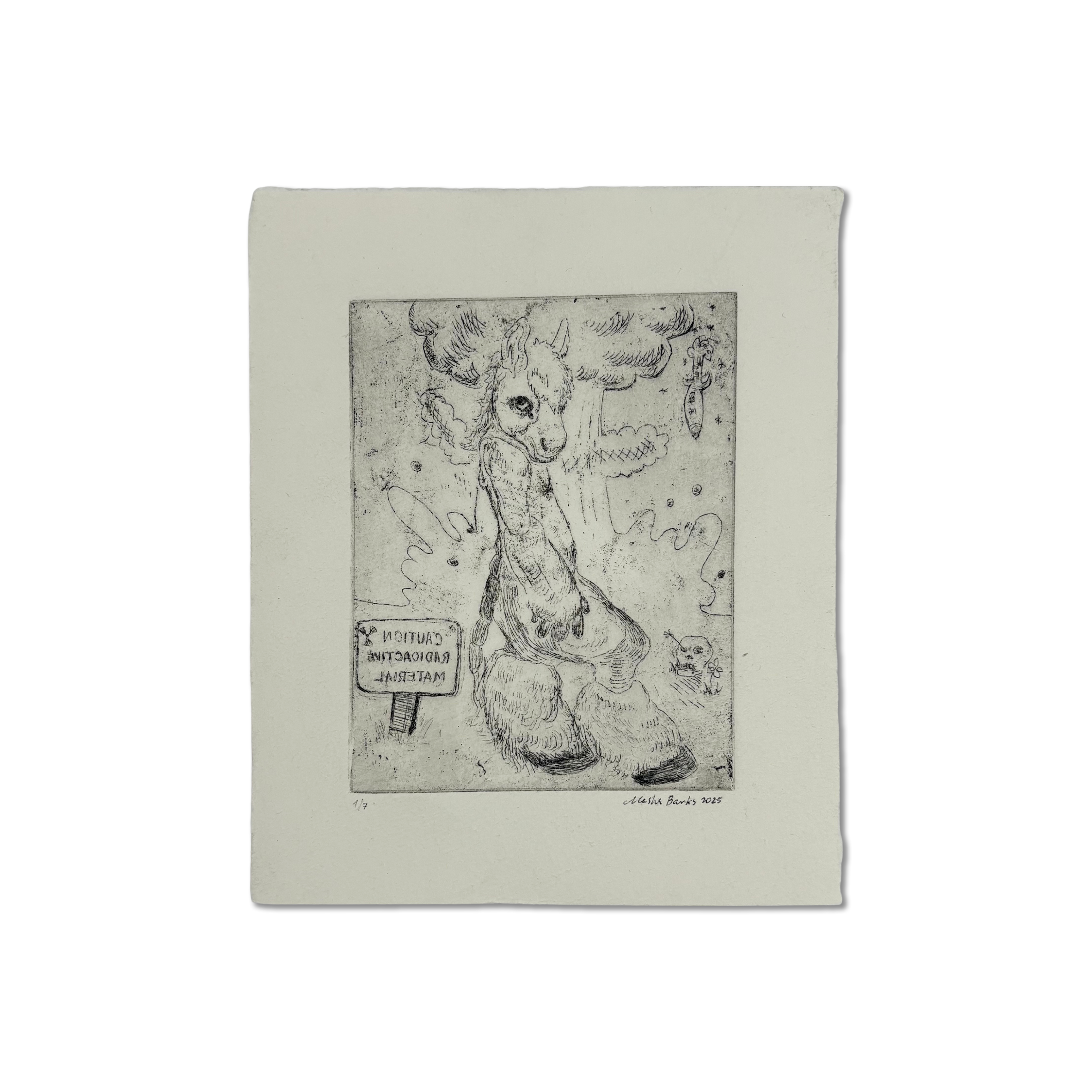 Masha Barks etching “Where They Fell” 18×15 cm front view