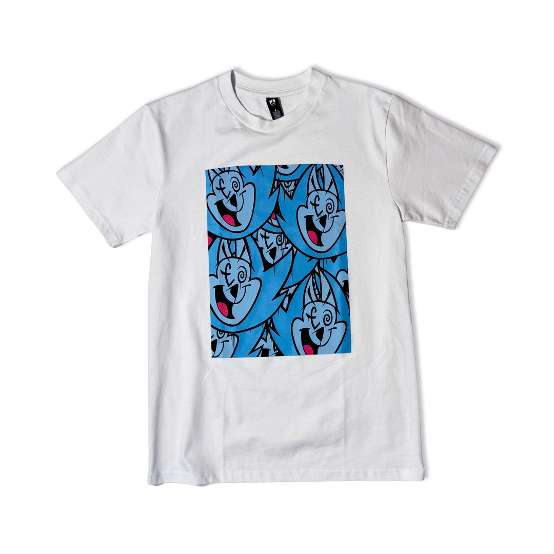 Abotz - Screen Print T - White - Blue