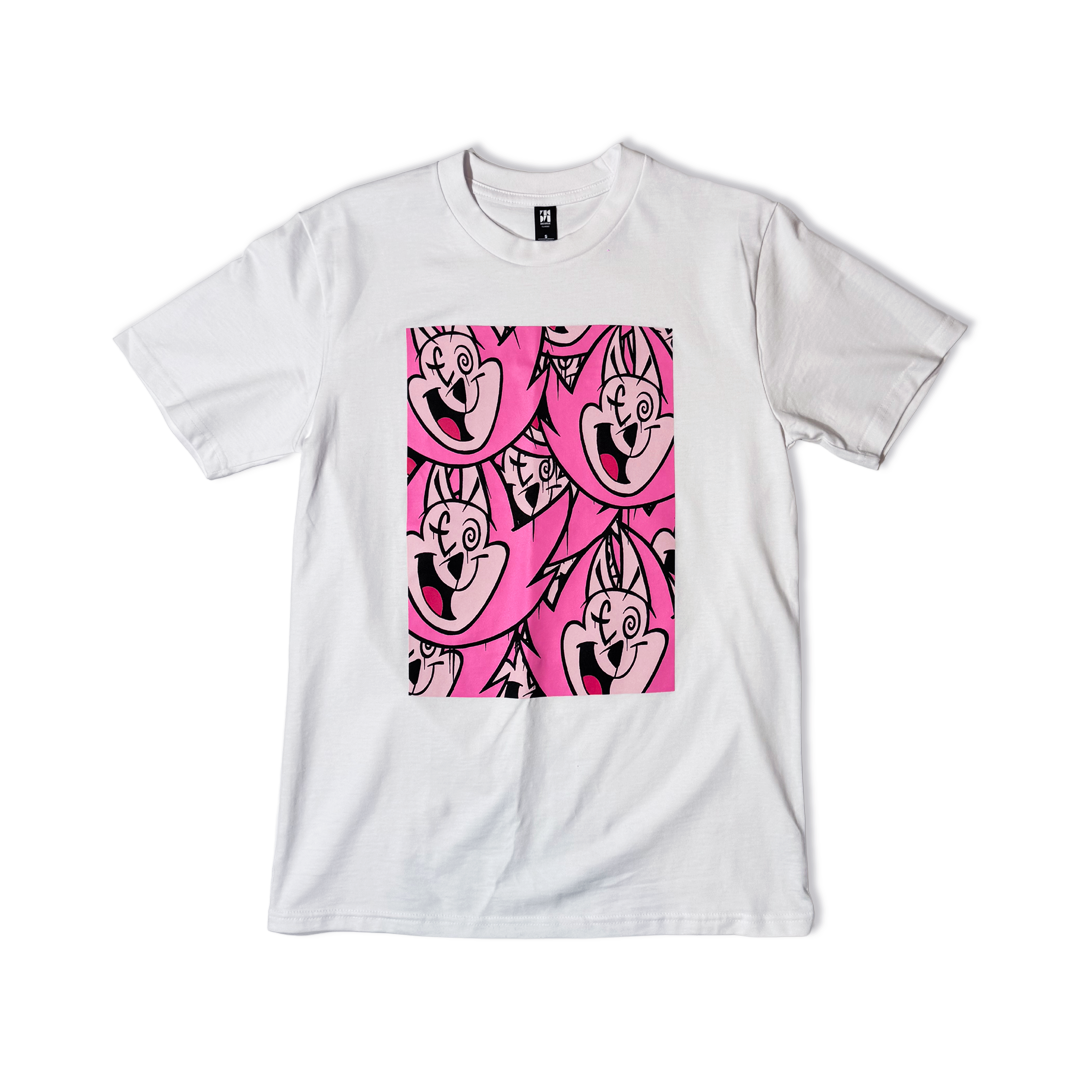 Abotz - Screen Print T - White - Pink